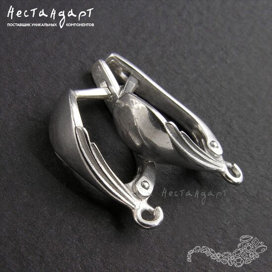 Швензы Pavo Pluma Sterling Silver Rhodium Plated 17х6 мм (пара), изображение 3