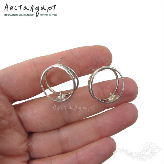 Швензы-пусеты Du Soleil Sterling Silver 19х8 мм (пара), изображение 2