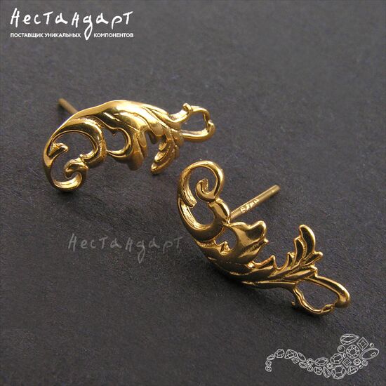 Основы для пусет D'epoca Gold Plated 16х7 мм (пара), изображение 3