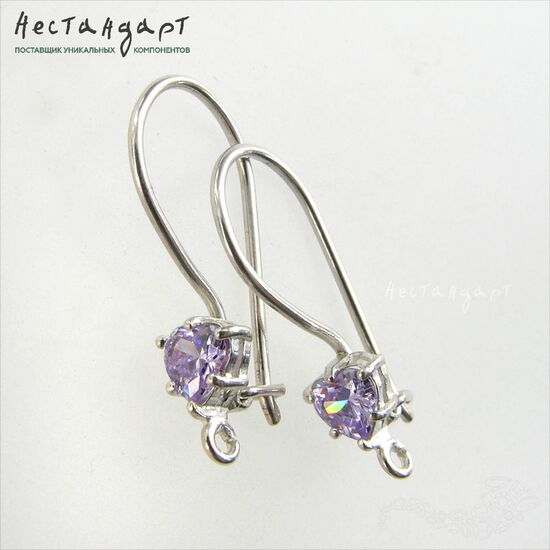 Швензы Amethyst Heart Sterling Silver 19 мм (пара)