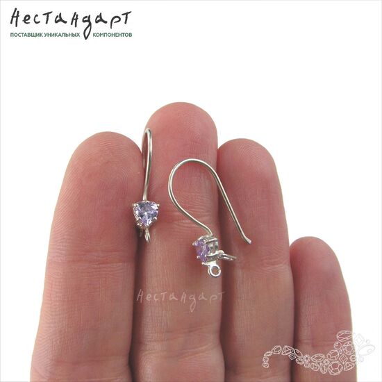 Швензы Amethyst Heart Sterling Silver 19 мм (пара), изображение 2