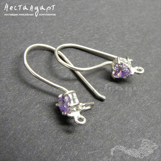 Швензы Amethyst Heart Sterling Silver 19 мм (пара), изображение 3