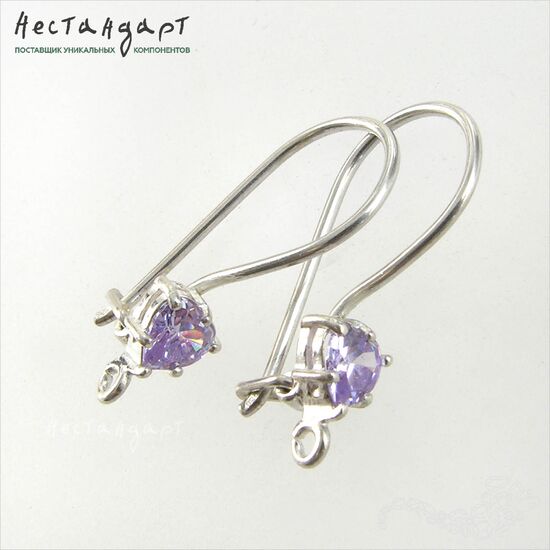 Швензы Amethyst Heart Sterling Silver 19 мм (пара), изображение 4