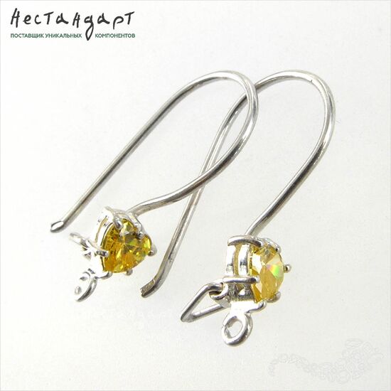 Швензы Golden Sapphire Heart Sterling Silver 19 мм (пара), изображение 3