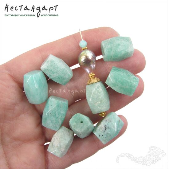 Амазонит натуральный Faceted Barrel 15-17 мм, изображение 2