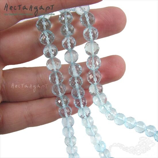 Топаз натуральный Sky Blue с ювелирной огранкой 6-7,5 мм, изображение 2