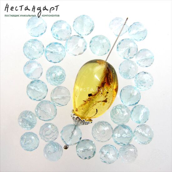 Топаз натуральный Sky Blue с ювелирной огранкой 6-7,5 мм, изображение 3