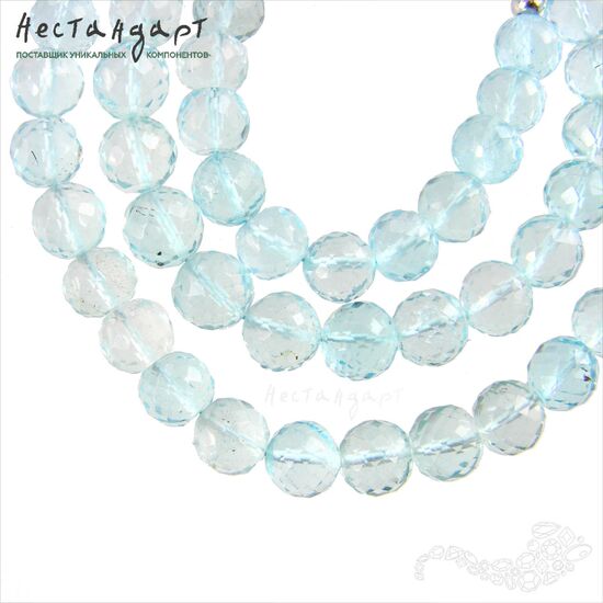 Топаз натуральный Sky Blue с ювелирной огранкой 6-7,5 мм, изображение 5