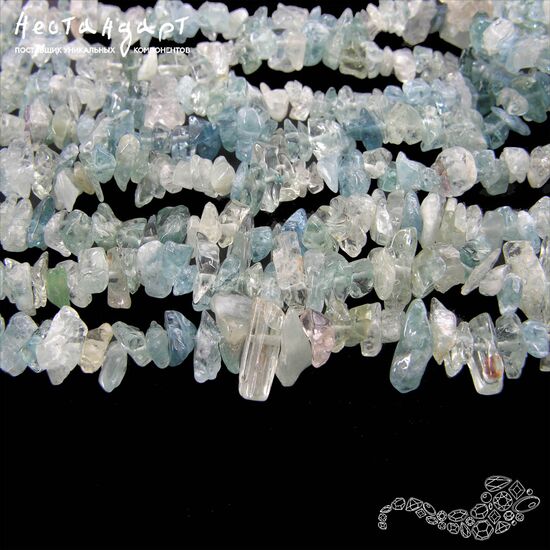 Аквамарин натуральный необработанный Nubble 5-10 мм (нить 10 см), изображение 2