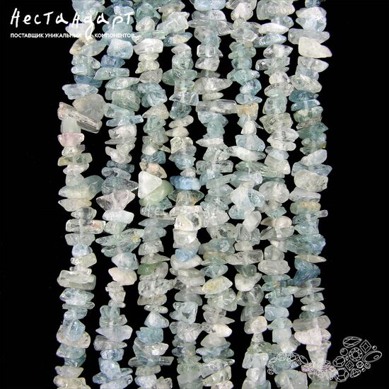 Аквамарин натуральный необработанный Nubble 5-10 мм (нить 10 см), изображение 4