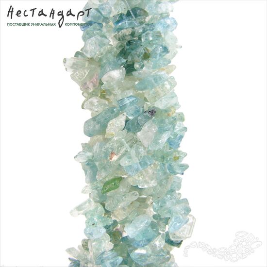 Аквамарин натуральный необработанный Nubble 5-10 мм (нить 10 см), изображение 5