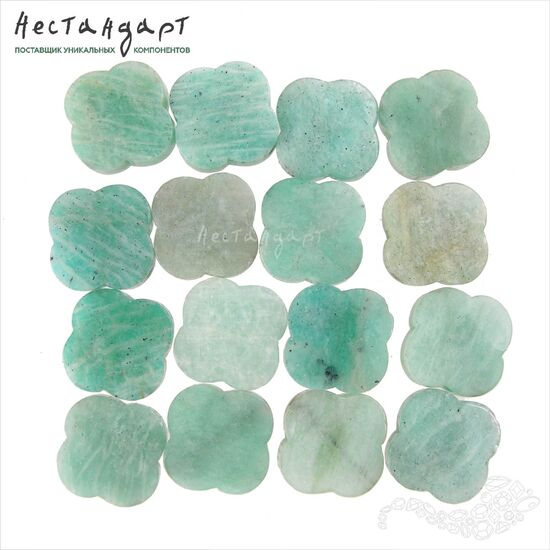 Амазонит натуральный резной Lucky Clover 17х6 мм. Уценка (уп. 2 шт.), изображение 3
