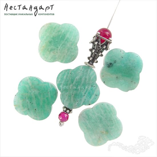 Амазонит натуральный резной Lucky Clover 17х6 мм. Уценка (уп. 2 шт.), изображение 4