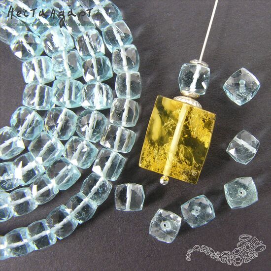 Топаз натуральный голубой с огранкой Cut Cube 5,5-7 мм, изображение 2