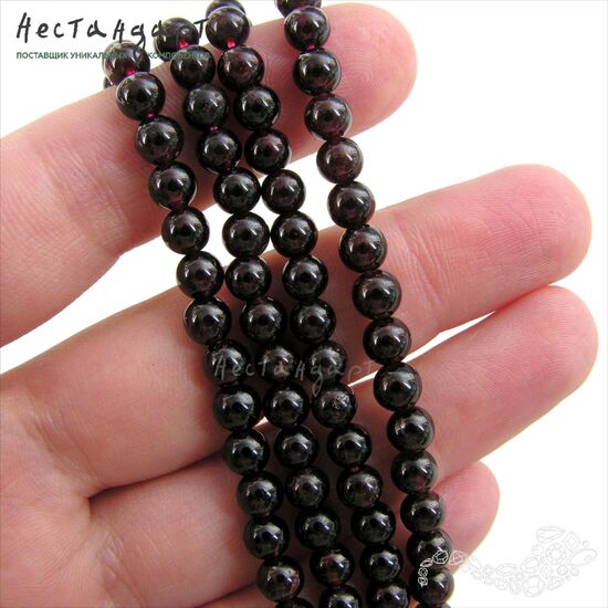 Гранат натуральный гладкий 6,5 мм (нить 10 см), изображение 2