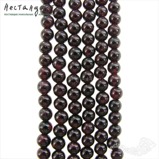 Гранат натуральный гладкий 6,5 мм (нить 10 см), изображение 3