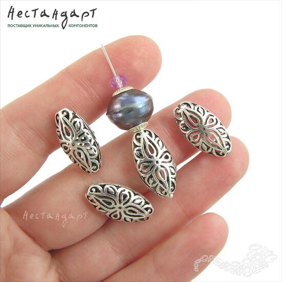 Бусина Almonds Sterling Silver 19x10 мм, изображение 2