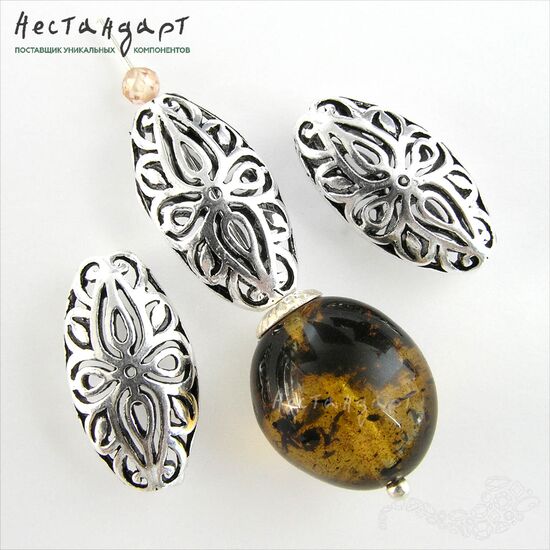 Бусина Almonds Sterling Silver 19x10 мм, изображение 3