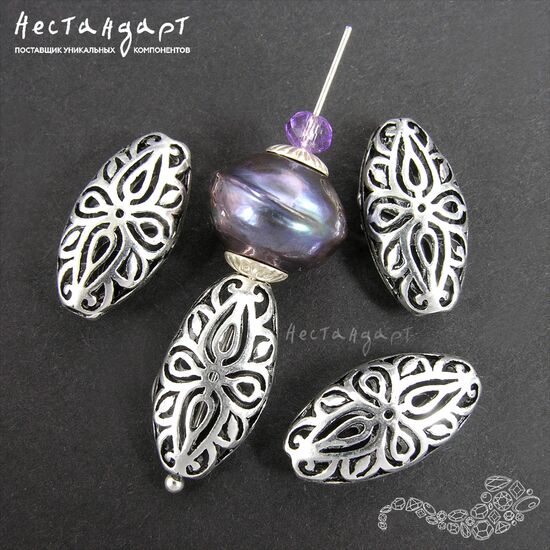 Бусина Almonds Sterling Silver 19x10 мм, изображение 5