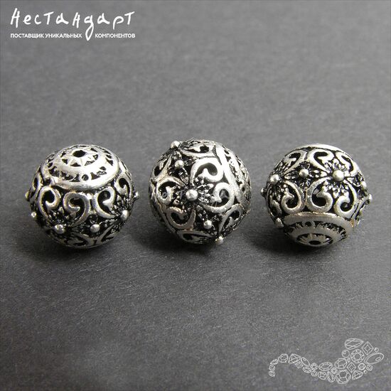 Бусина Antiqued Ball Sterling Silver 10 мм, изображение 5