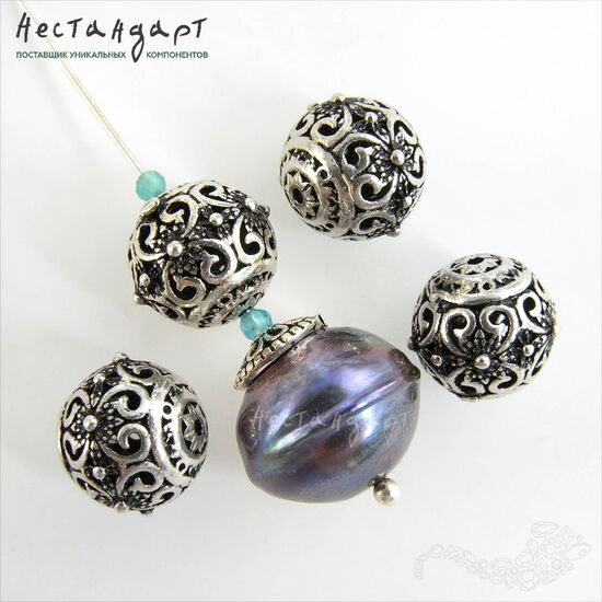 Бусина Antiqued Ball Sterling Silver 10 мм, изображение 6