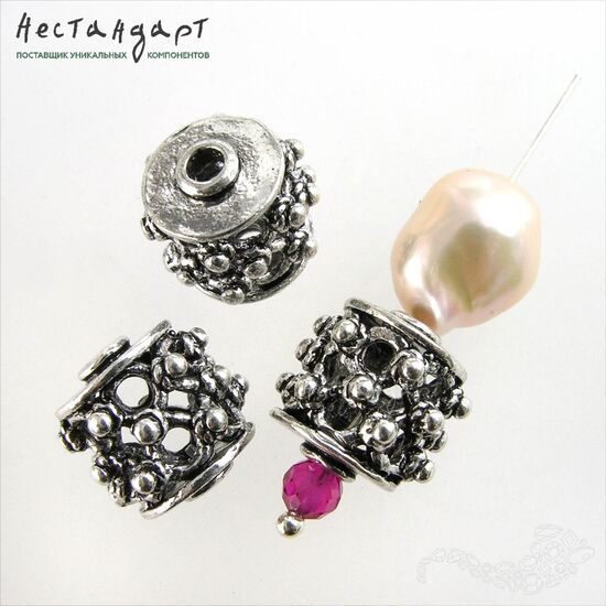 Бусина металлическая Grata Silver Plated 12 мм