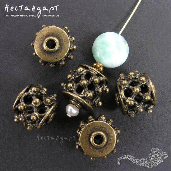 Бусина металлическая Grata Bronze 12 мм, изображение 4