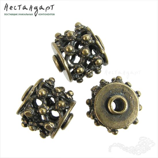 Бусина металлическая Grata Bronze 12 мм, изображение 5