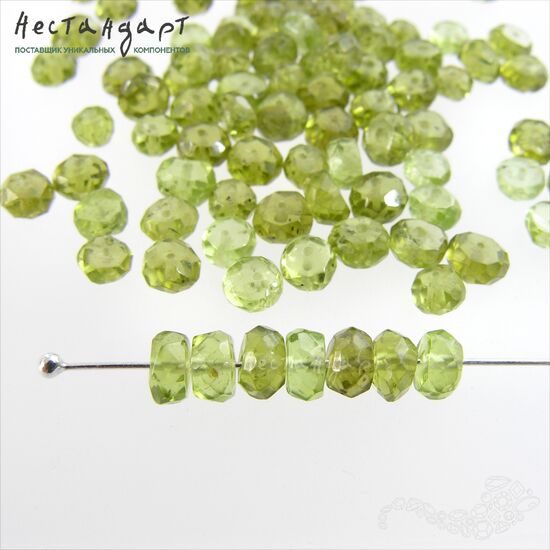 Хризолит, андрадит натуральный Rondella 4-5 мм (уп.5 шт.)