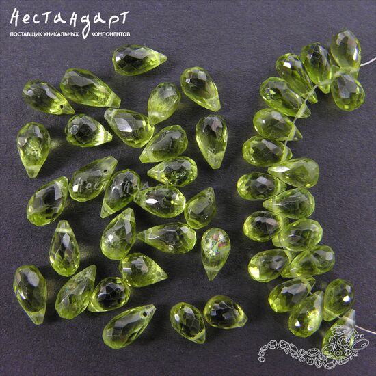 Хризолит натуральный Briolette 6-8 мм, изображение 3