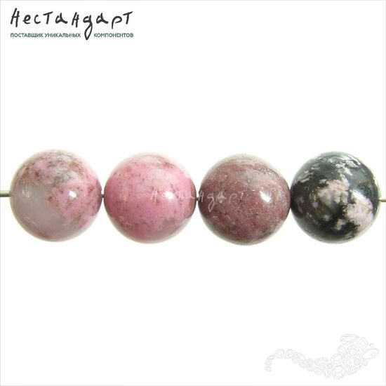 Родонит натуральный бусины 10 мм (уп.6 шт.)