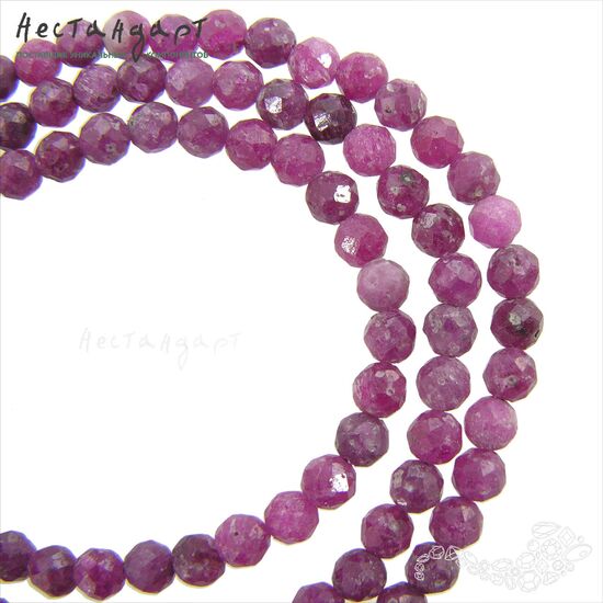 Корунд-рубин натуральный темно-розовый с огранкой 4,5 мм (уп.10 шт.)