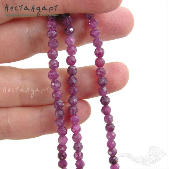 Корунд-рубин натуральный темно-розовый с огранкой 4,5 мм (уп.10 шт.), изображение 2