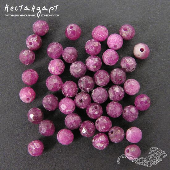 Корунд-рубин натуральный темно-розовый с огранкой 4,5 мм (уп.10 шт.), изображение 3