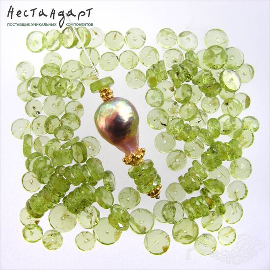 Хризолит натуральный рондель с огранкой (уп. 10 шт.)