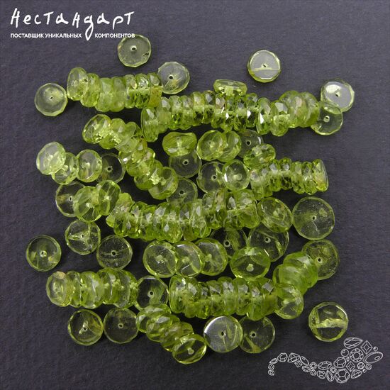 Хризолит натуральный рондель с огранкой (уп. 10 шт.), изображение 3