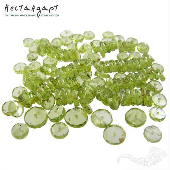 Хризолит натуральный рондель с огранкой (уп. 10 шт.), изображение 4