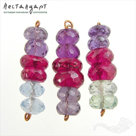 Шпинель, корунд рондель с огранкой Precious Roll 6-9 мм (уп. 6 шт.)