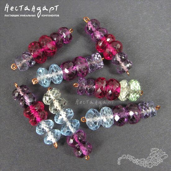 Шпинель, корунд рондель с огранкой Precious Roll 6-9 мм (уп. 6 шт.), изображение 3