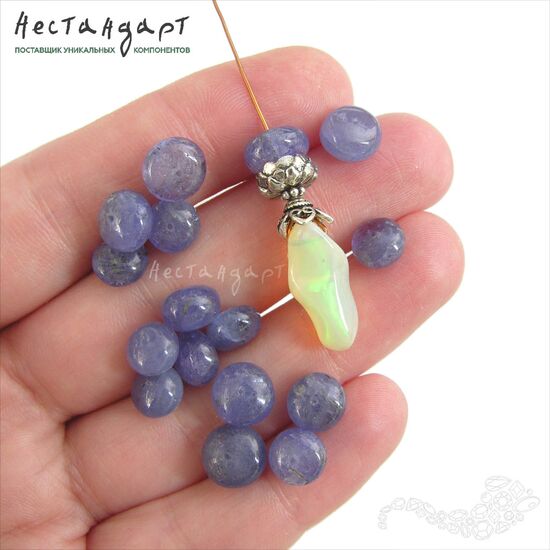 Танзанит натуральный гладкий рондель 5,5-7 мм, изображение 2