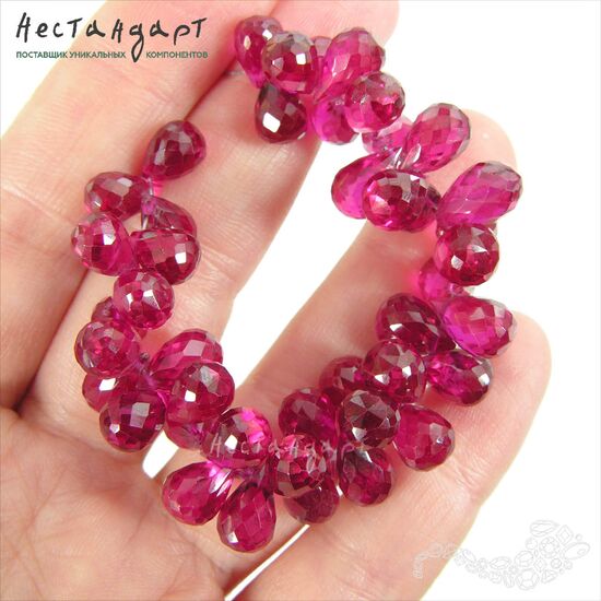 Шпинель рубиновая с огранкой Briolette Ruby 9-10 мм, изображение 2