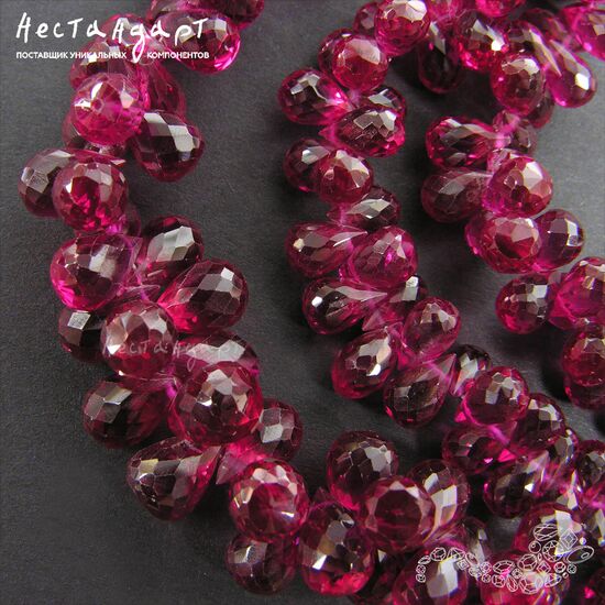 Шпинель рубиновая с огранкой Briolette Ruby 9-10 мм, изображение 4