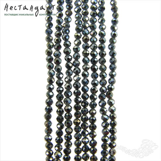 Шпинель черная с покрытием Titanium Oxide 2,2 мм (нить 10 см)