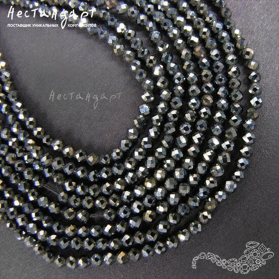 Шпинель черная с покрытием Titanium Oxide 2,2 мм (нить 10 см), изображение 3