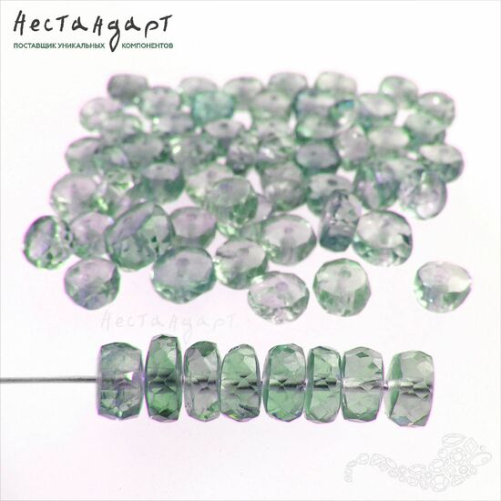 Корунд-александрит рондель с огранкой 4-5 мм (уп. 10 шт.)