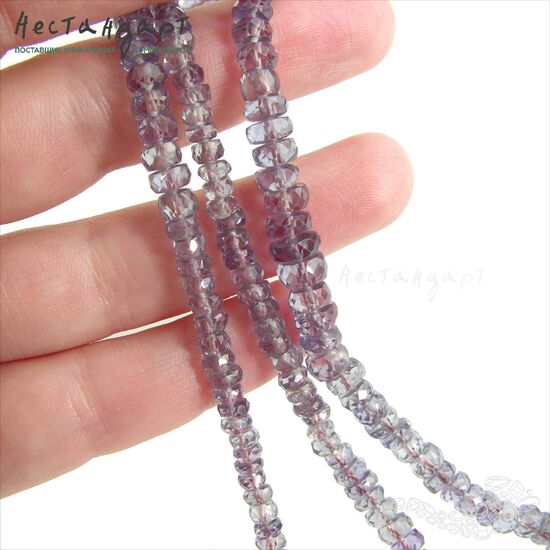 Корунд-александрит рондель с огранкой 4-5 мм (уп. 10 шт.), изображение 2