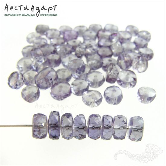 Корунд-александрит рондель с огранкой 4-5 мм (уп. 10 шт.), изображение 4