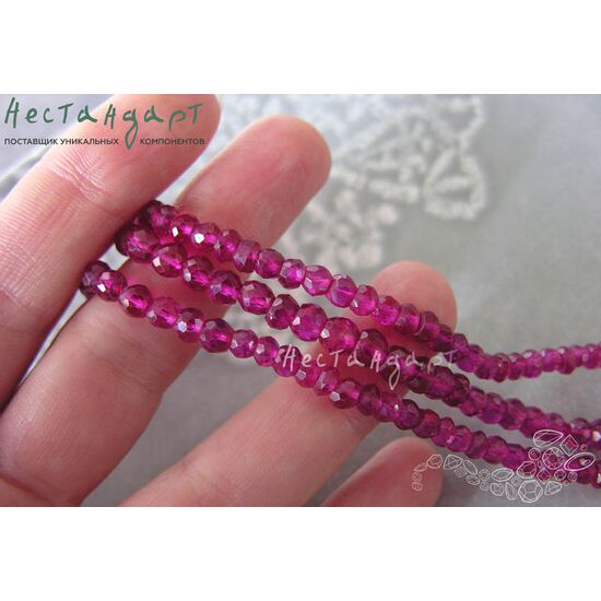 Шпинель рубиновая рондель с огранкой 3-5 мм (уп. 10 шт.), изображение 3