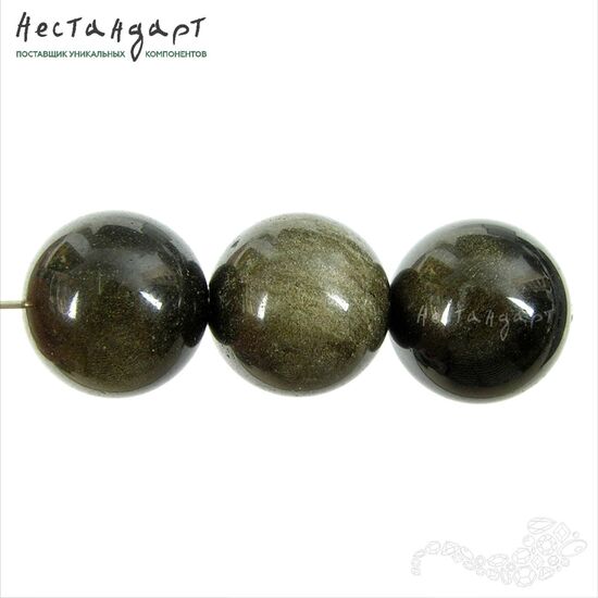 Обсидиан натуральный золотистый 12 мм, изображение 3