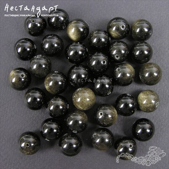 Обсидиан натуральный золотистый 12 мм, изображение 4